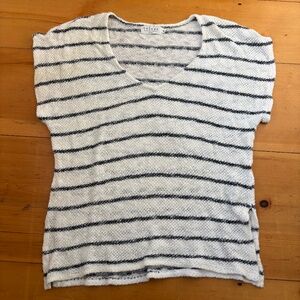 Black And White Striped Knit Velvet T-Shirt Size XS